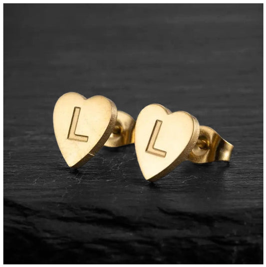 PERSONALISIERTE EDELSTAHL ANFANGSBUCHSTABEN "HEART" OHRRINGE - ICERAIN JEWELRY