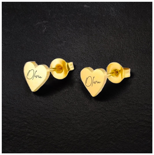 PERSONALISIERTE EDELSTAHL "HEART V2" OHRRINGE - ICERAIN JEWELRY