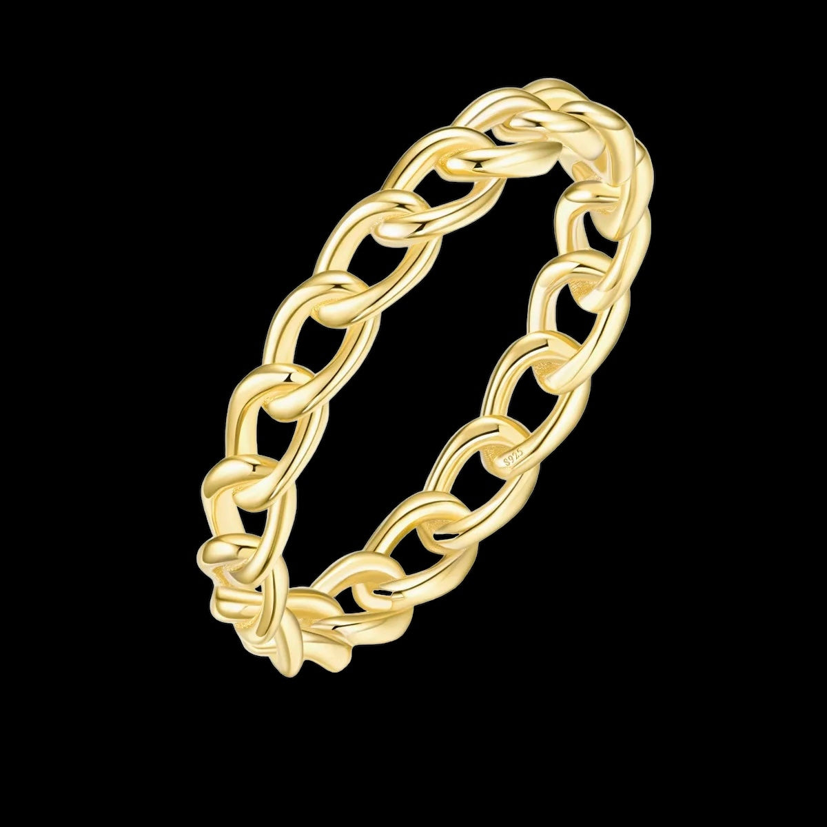 925S SILVER "GOLD CUBAN" RING - ICERAIN JEWELRY