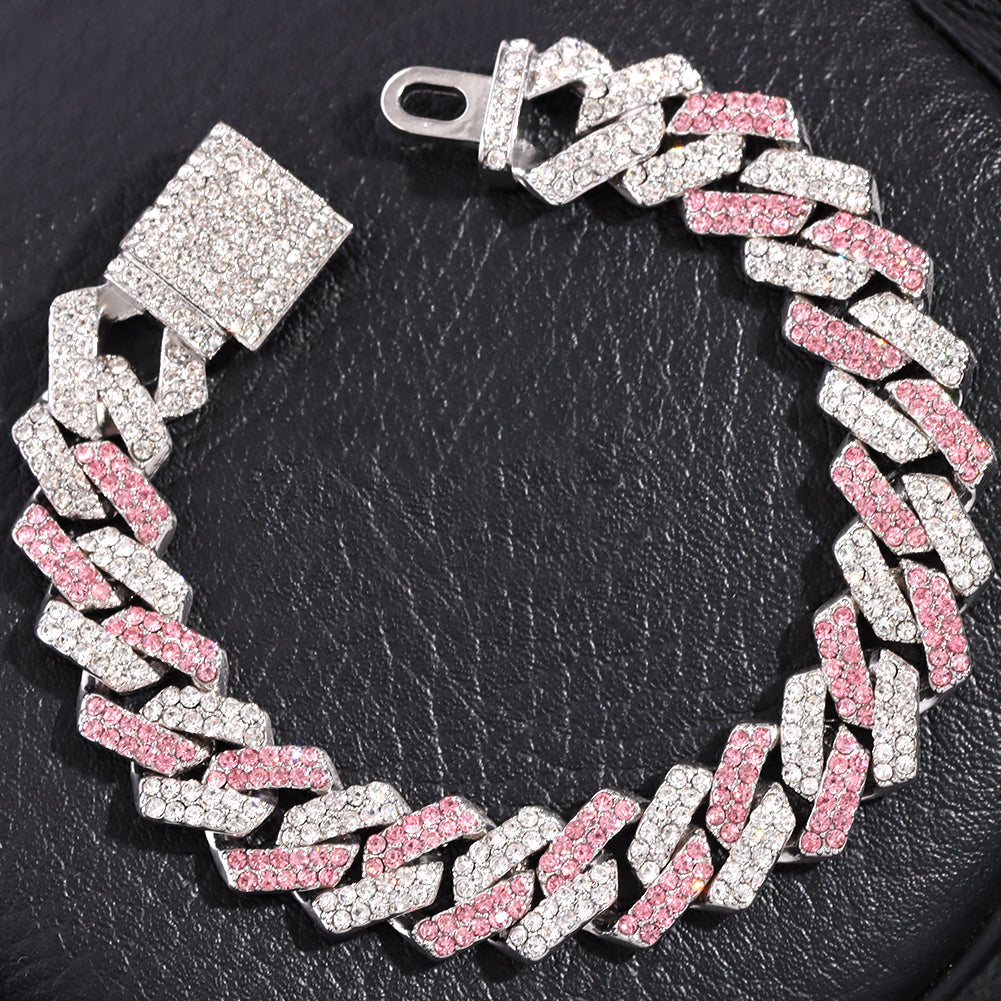 ICED OUT 14MM "SILVER/PINK PRONG CUBAN" ARMBAND [CLASSIC VERSION]