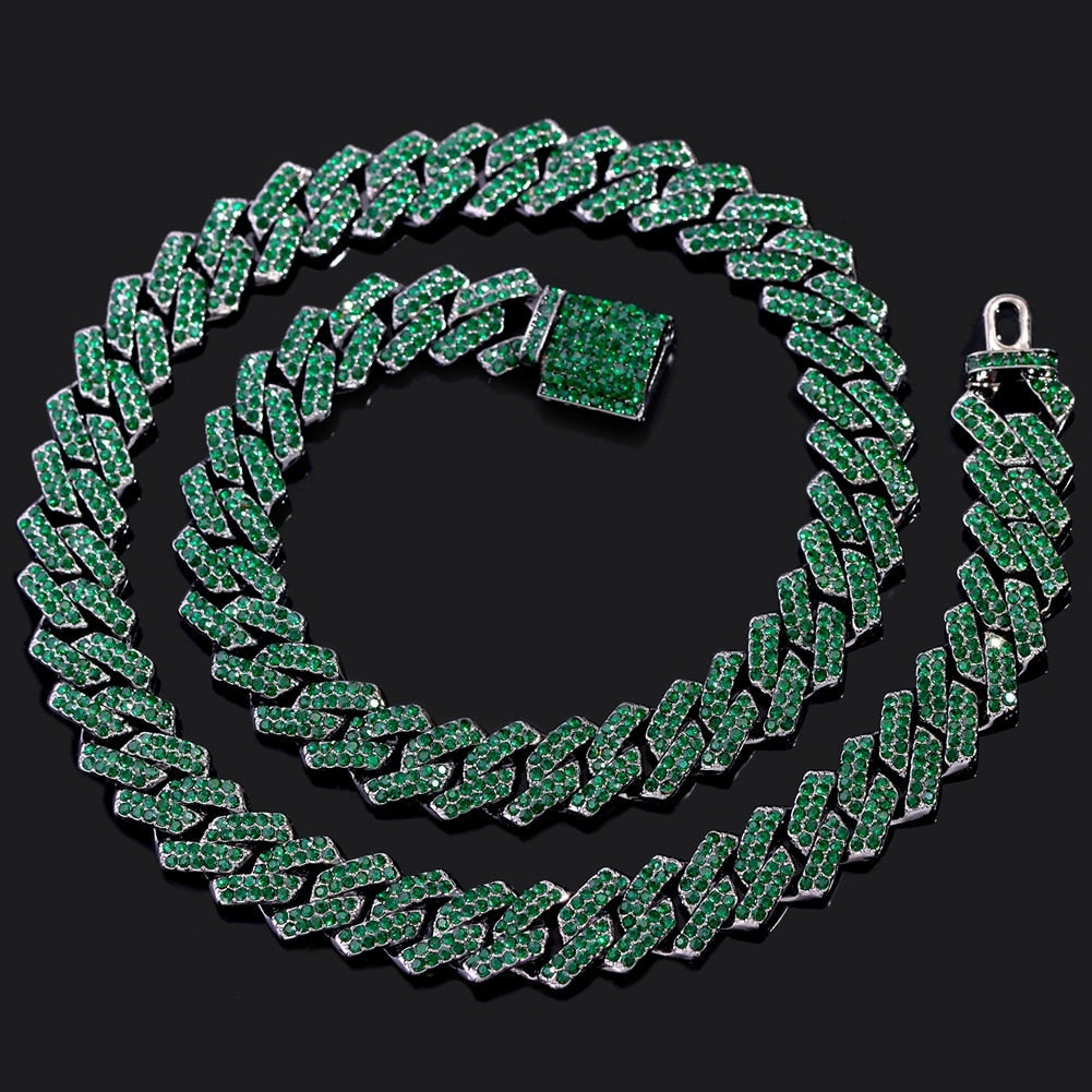 ICED OUT 14MM "GREEN PRONG CUBAN" KETTE - ICERAIN JEWELRY