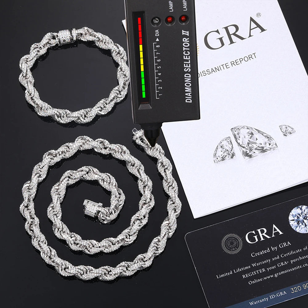 ICED OUT 8MM MOISSANITE "ROPE" WEISSGOLD 925S SILVER ARMBAND - ICERAIN JEWELRY
