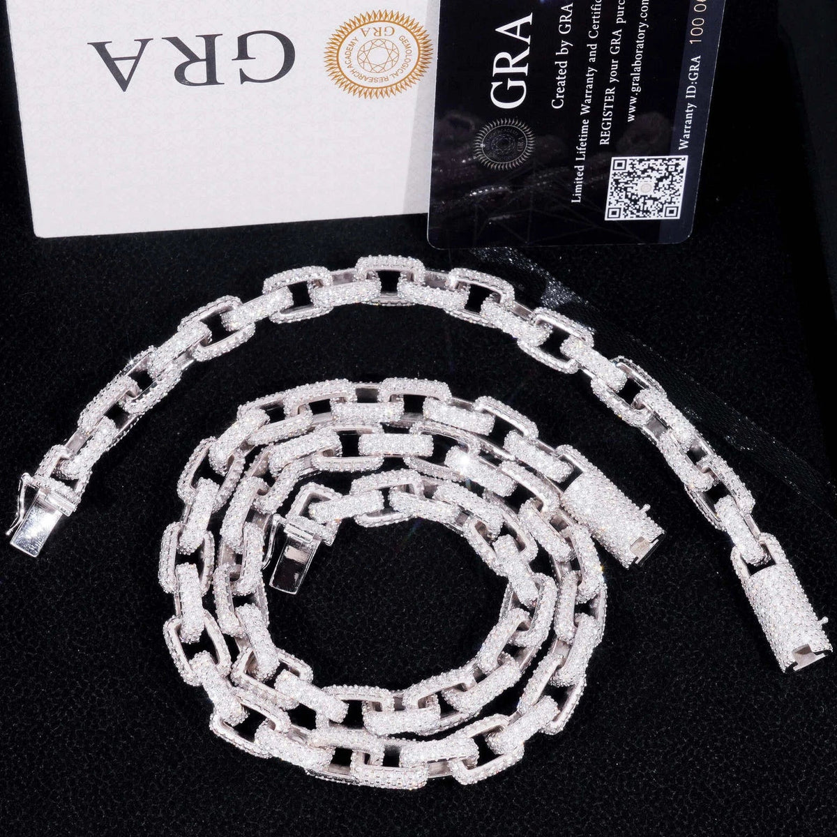 ICED OUT 10MM MOISSANITE "LOOP" WEISSGOLD 925S SILVER KETTE - ICERAIN JEWELRY