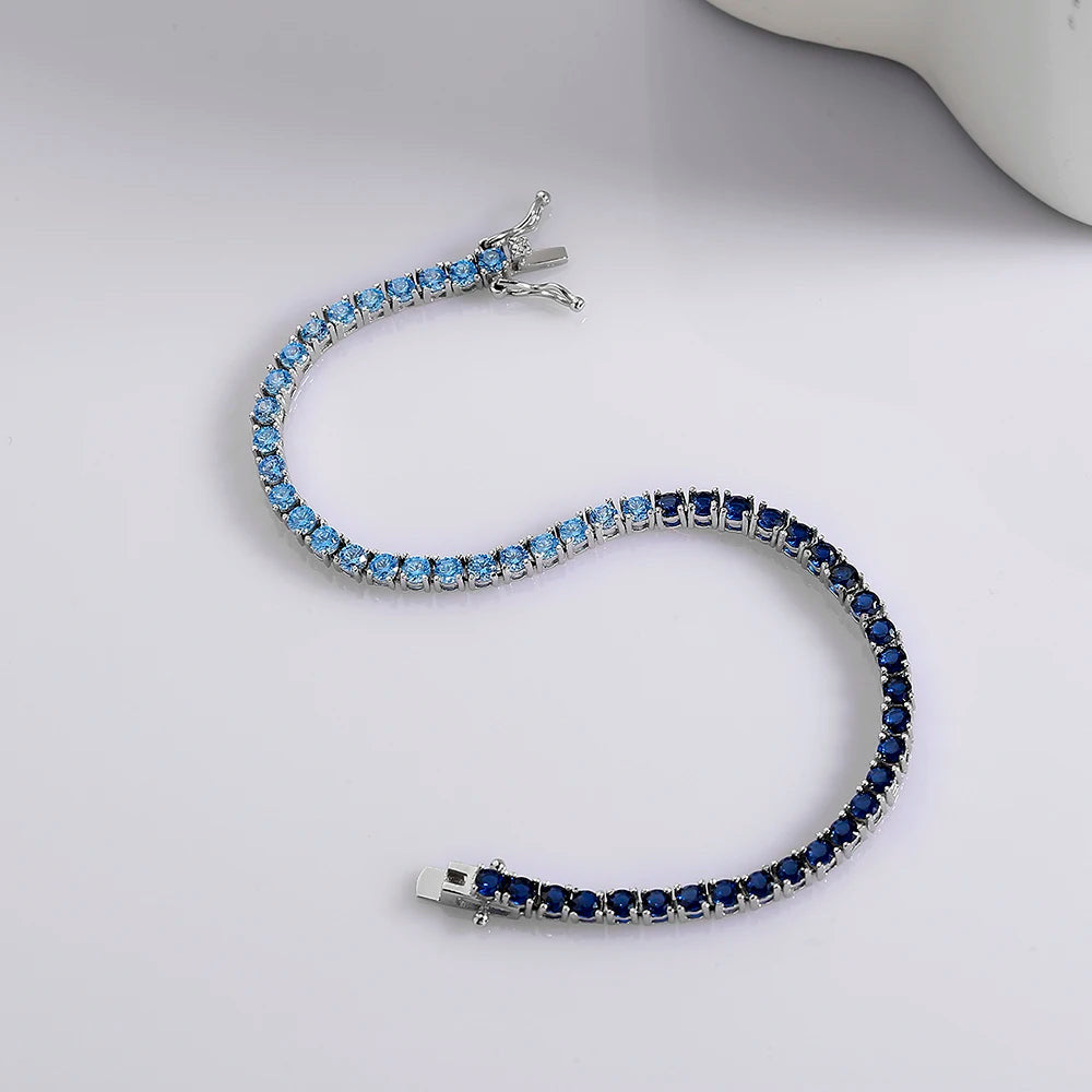ICED OUT 3MM "BLUE NEPTUN TENNIS" ARMBAND - ICERAIN JEWELRY