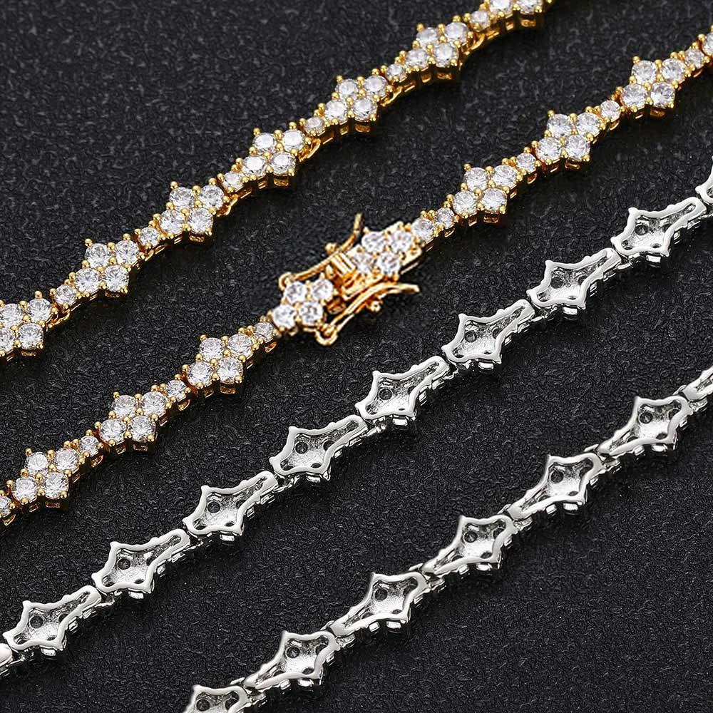 ICED OUT MOISSANITE 3MM "TENNIS CROSS" WEISSGOLD 925S SILVER KETTE - ICERAIN JEWELRY