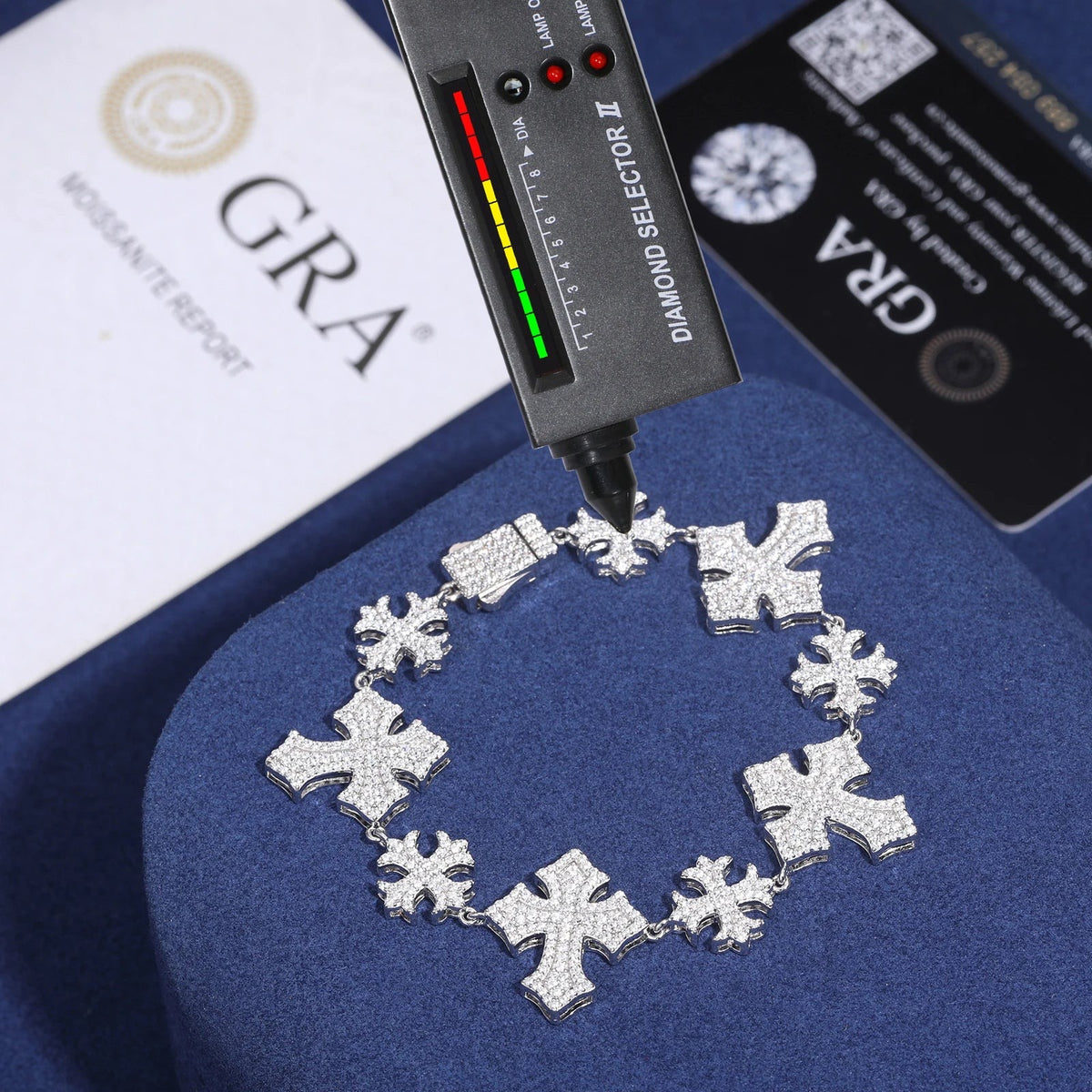 ICED OUT MOISSANITE "CROSS" WEISSGOLD 925S SILVER ARMBAND - ICERAIN JEWELRY