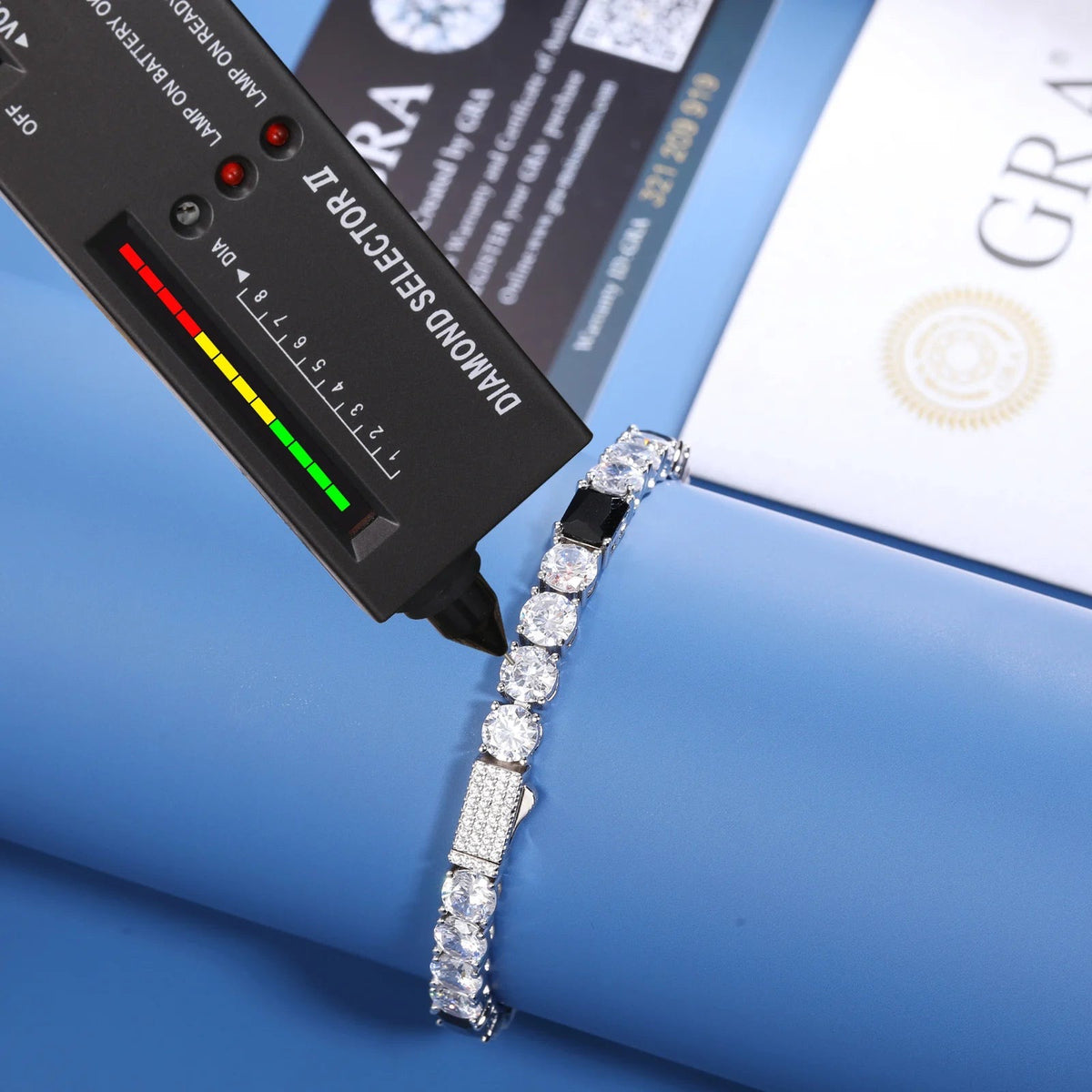 ICED OUT 6MM MOISSANITE "SILVER/BLACK TENNIS V2" WEISSGOLD 925S SILVER ARMBAND - ICERAIN JEWELRY
