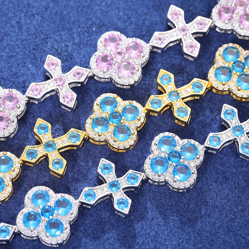 ICED OUT "CLOVER CROSS" ARMBAND - ICERAIN JEWELRY