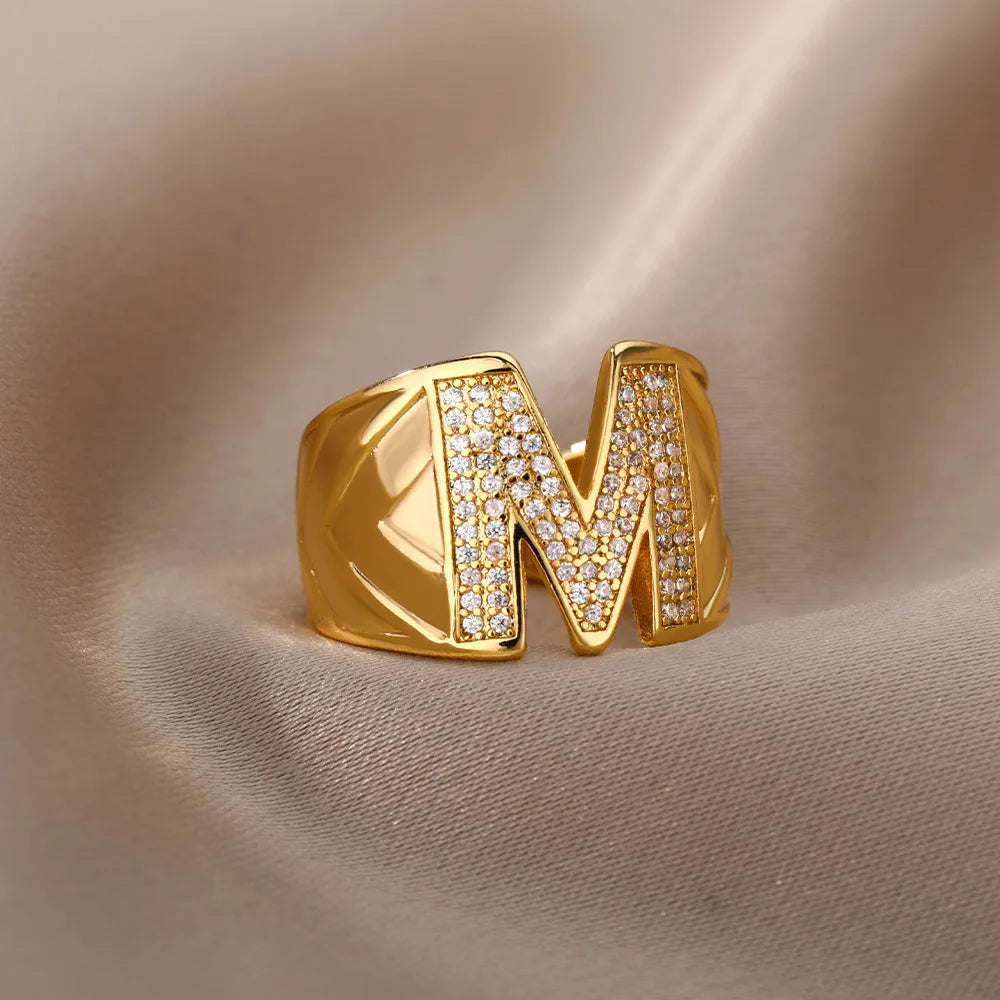 PERSONALISIERTER ICED OUT ANFANGSBUCHSTABEN "RONUS" RING - ICERAIN JEWELRY