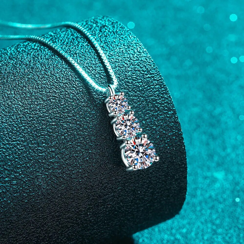 ICED OUT MOISSANITE "THREE DIAMOND" WEISSGOLD 925S SILVER KETTE - ICERAIN JEWELRY