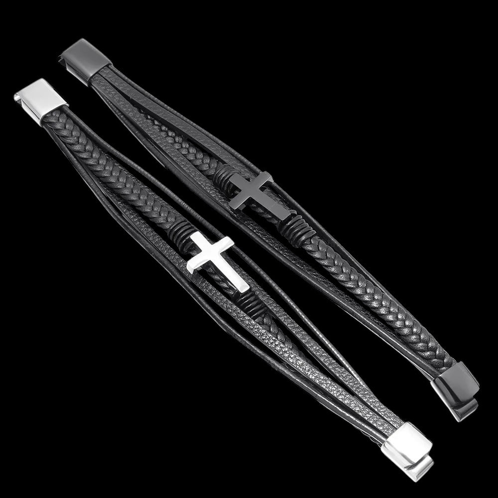 LEDER "CROSS" ARMBAND - ICERAIN JEWELRY