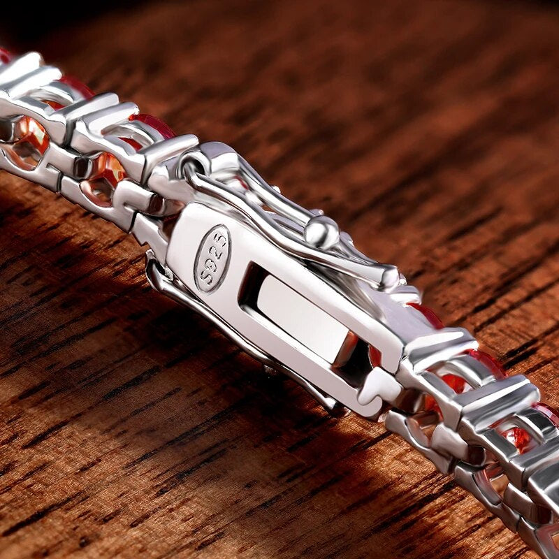 ICED OUT MOISSANITE "RED TENNIS" WEISSGOLD 925S SILVER ARMBAND - ICERAIN JEWELRY
