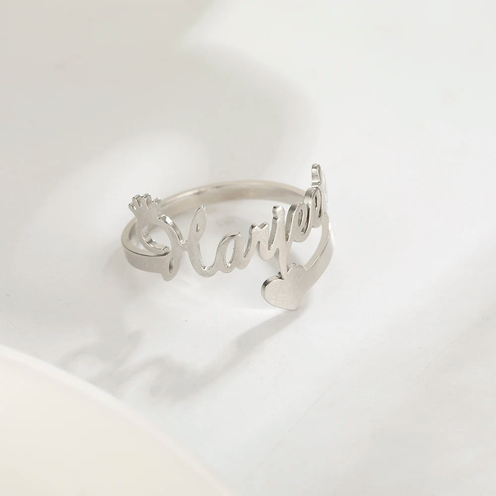 PERSONALISIERTER EDELSTAHL "HEART" RING - ICERAIN JEWELRY
