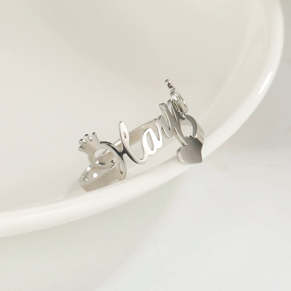 PERSONALISIERTER EDELSTAHL "HEART" RING - ICERAIN JEWELRY