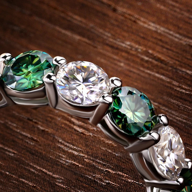 ICED OUT MOISSANITE "RED/GREEN DRASILO" WEISSGOLD 925S SILVER RING - ICERAIN JEWELRY