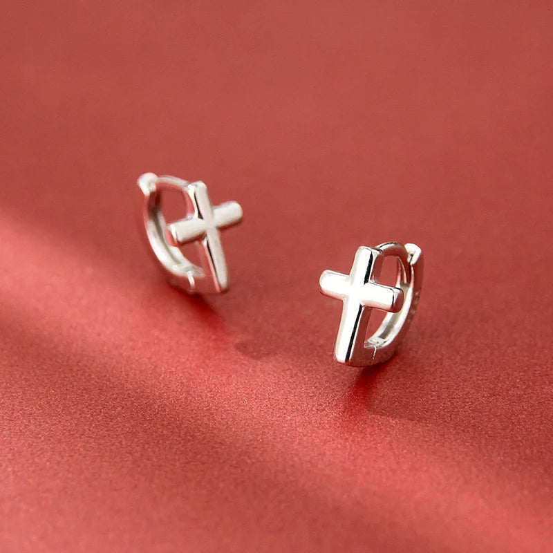 925S SILVER "CROSS" OHRRINGE - ICERAIN JEWELRY