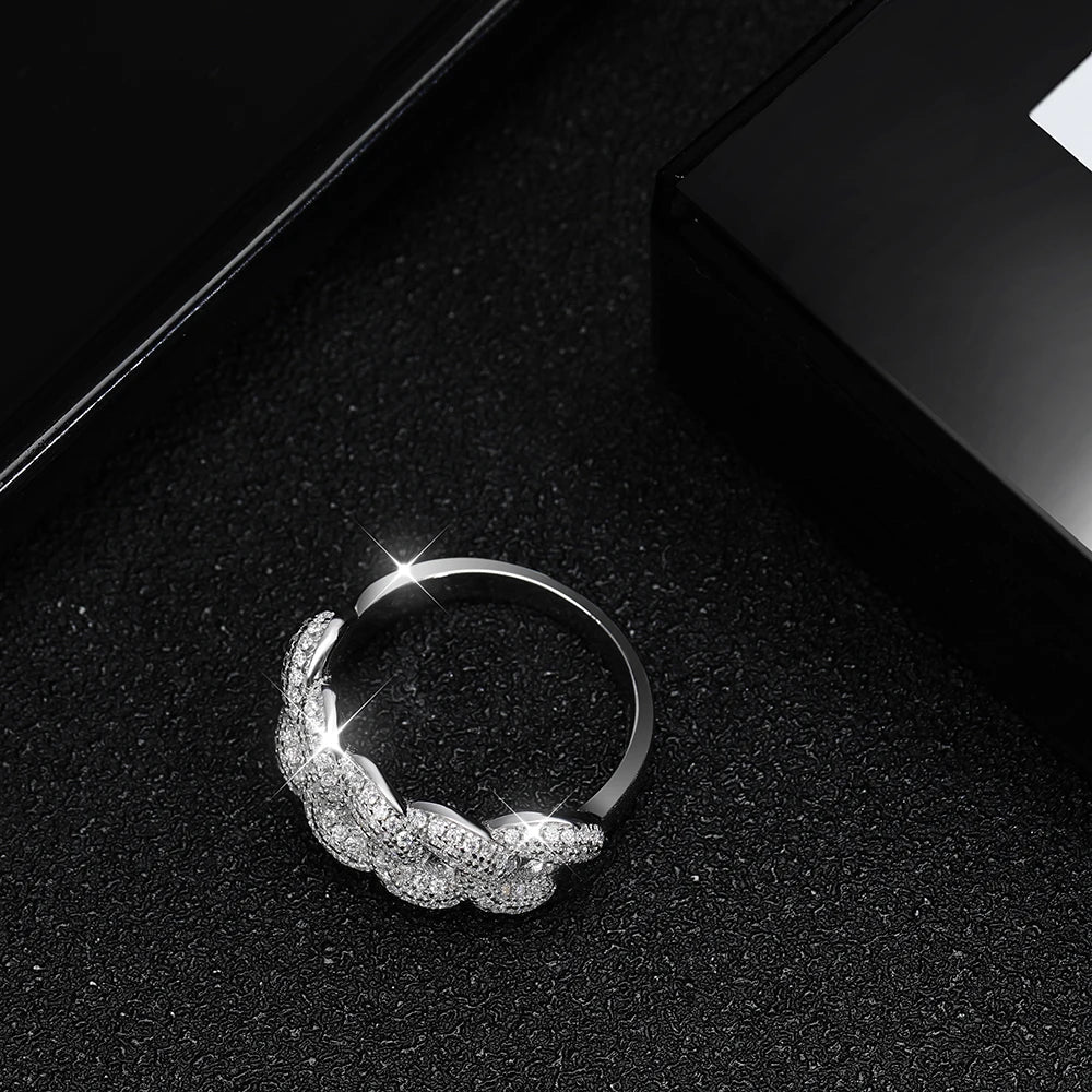 ICED OUT MOISSANITE "HALF CUBAN" WEISSGOLD 925S SILVER RING - ICERAIN JEWELRY