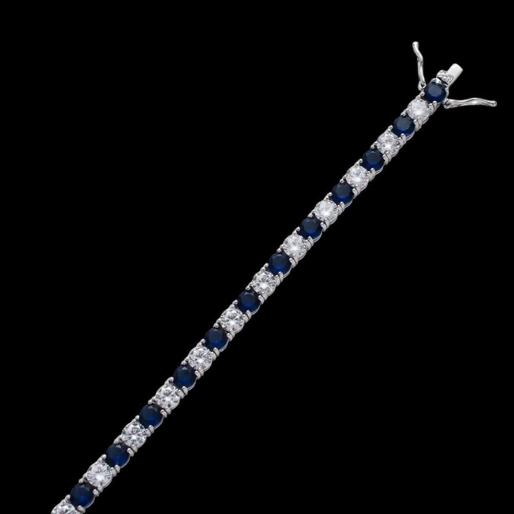 ICED OUT 5MM "SILVER/BLUE TENNIS" ARMBAND - ICERAIN JEWELRY