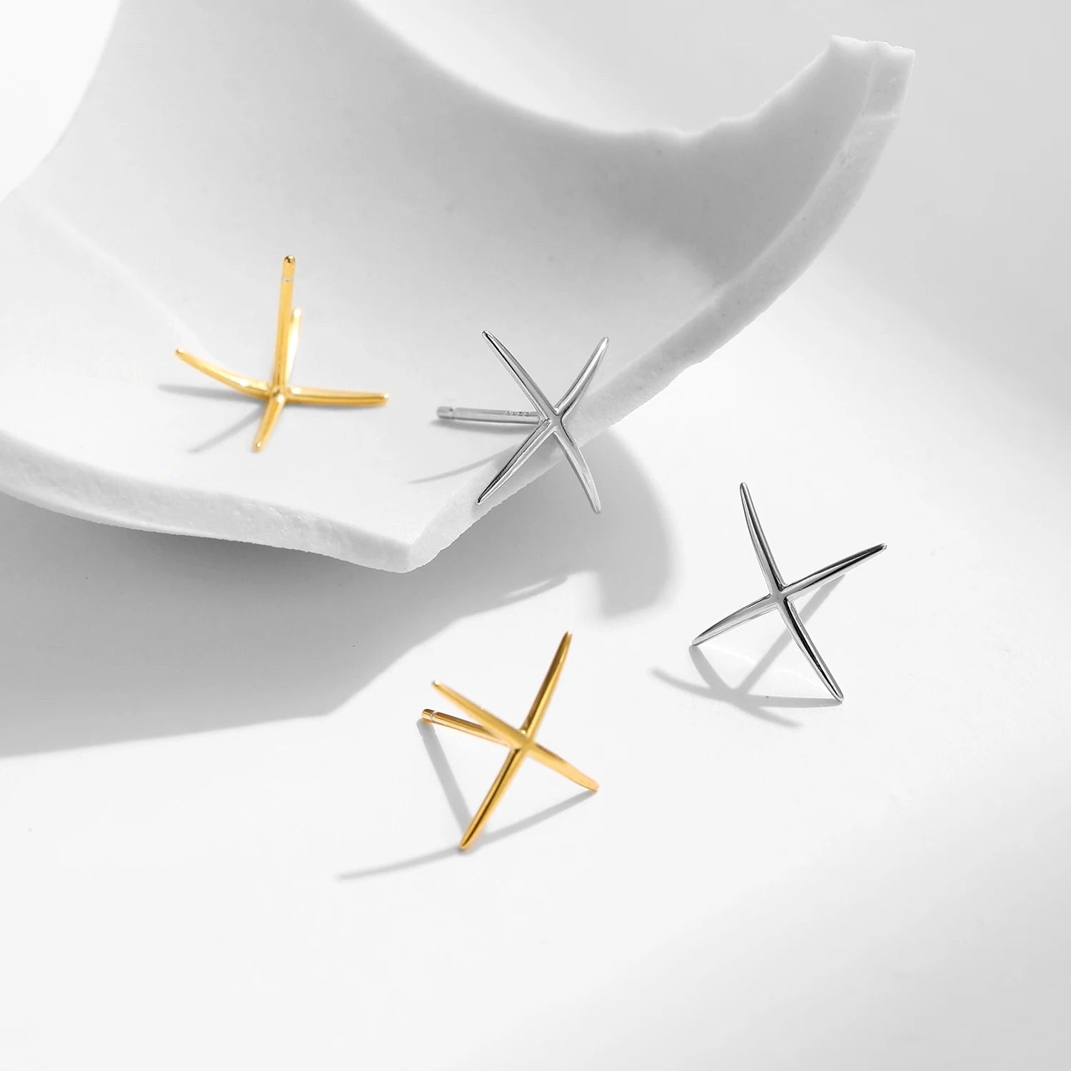 925S SILVER "SILVER X" OHRRINGE - ICERAIN JEWELRY