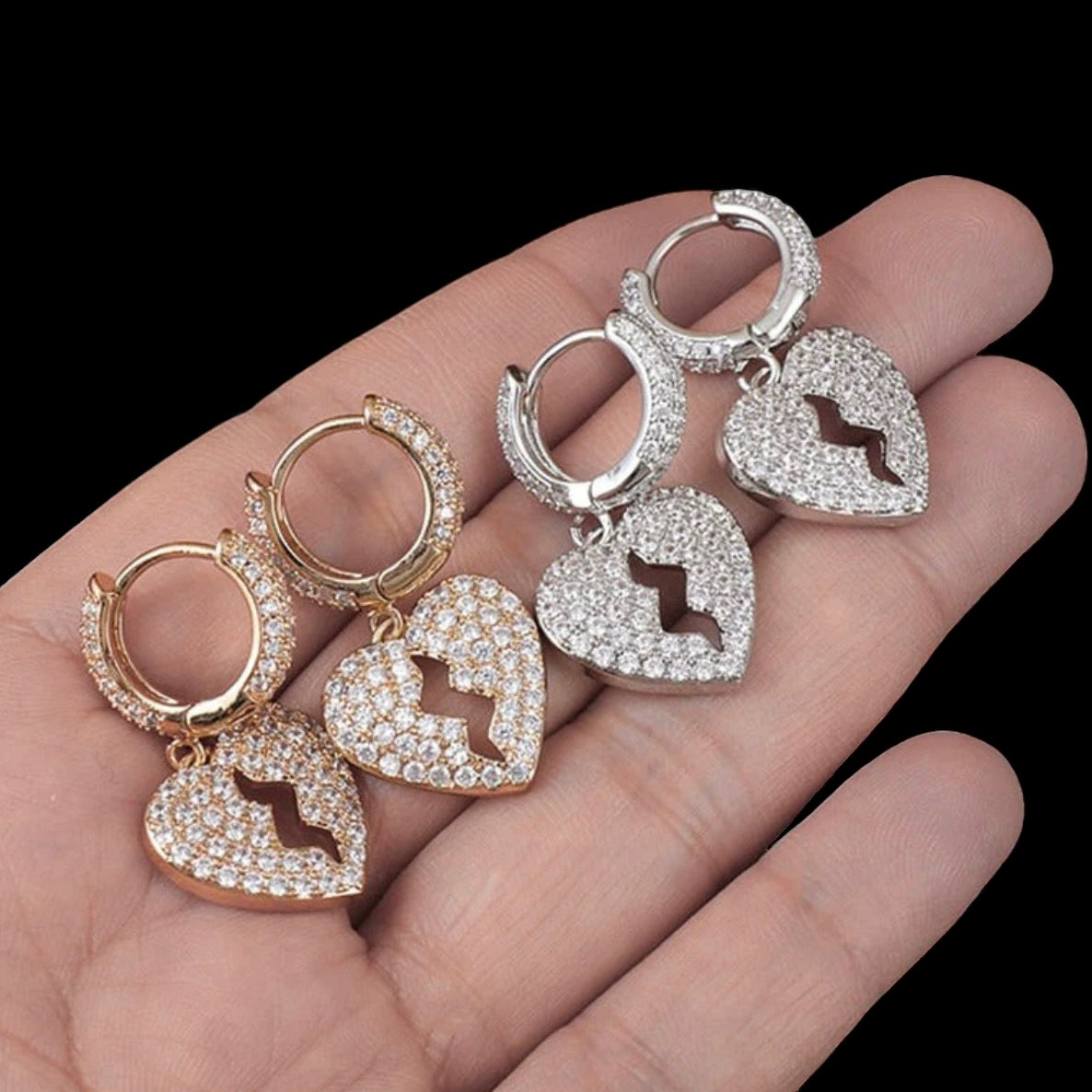 ICED OUT "GOLD BROKEN HEART" OHRRINGE - ICERAIN JEWELRY