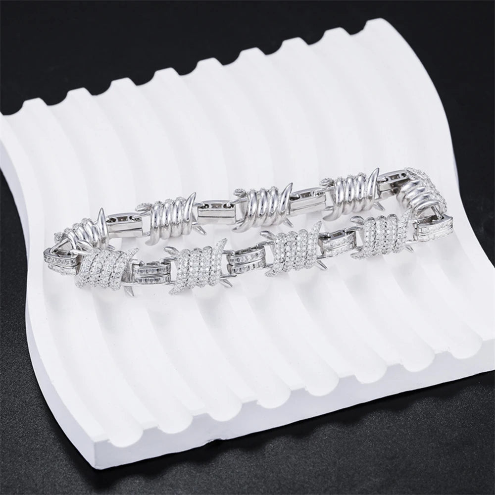 ICED OUT 12MM MOISSANITE "SPINE" WEISSGOLD 925S SILVER ARMBAND - ICERAIN JEWELRY