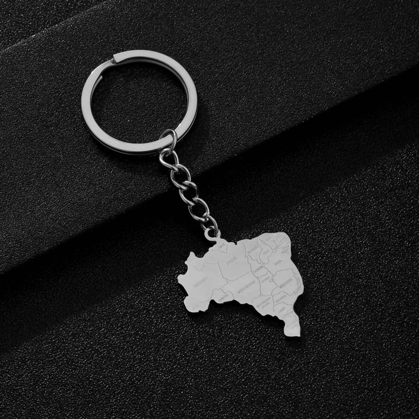 Brazil Map Keychain for Women Men Stainless Steel Jewelry Gift - ICERAIN JEWELRY