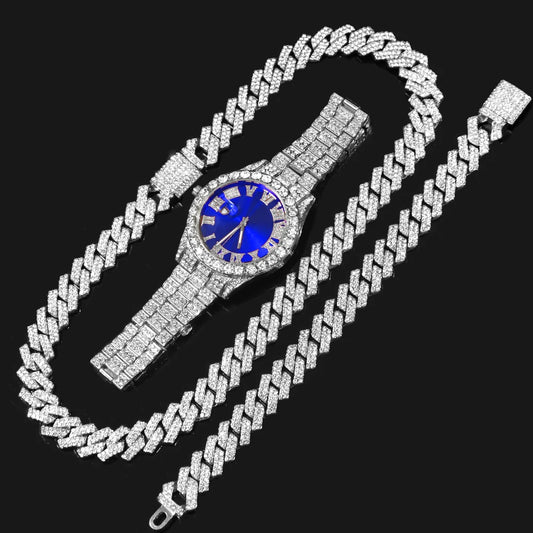 ICED OUT 14MM 3-IN-1 "PRONG" SCHMUCKSET (HALSKETTE + ARMBAND + UHR) - ICERAIN JEWELRY