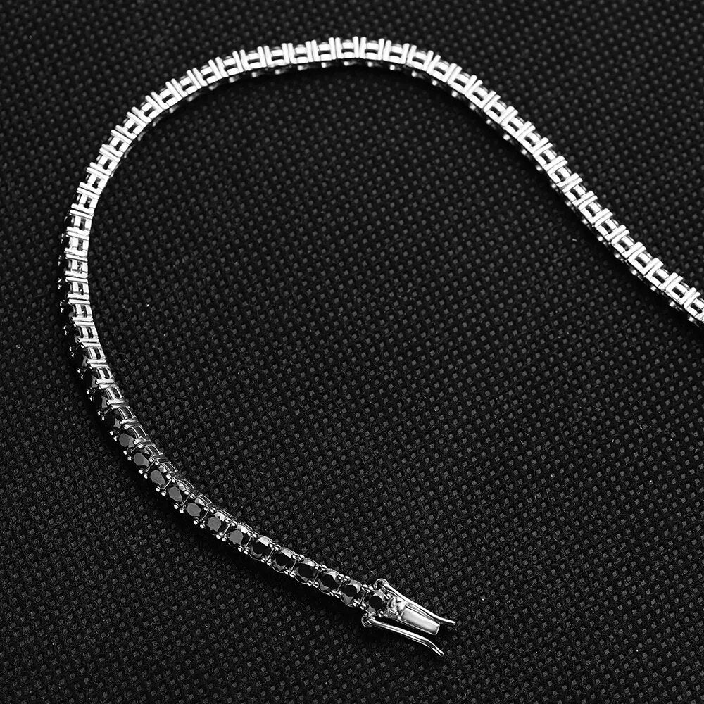 Luxus Iced Out Moissanite "Black Tennis" Whitegold 925S Silver Armbänder