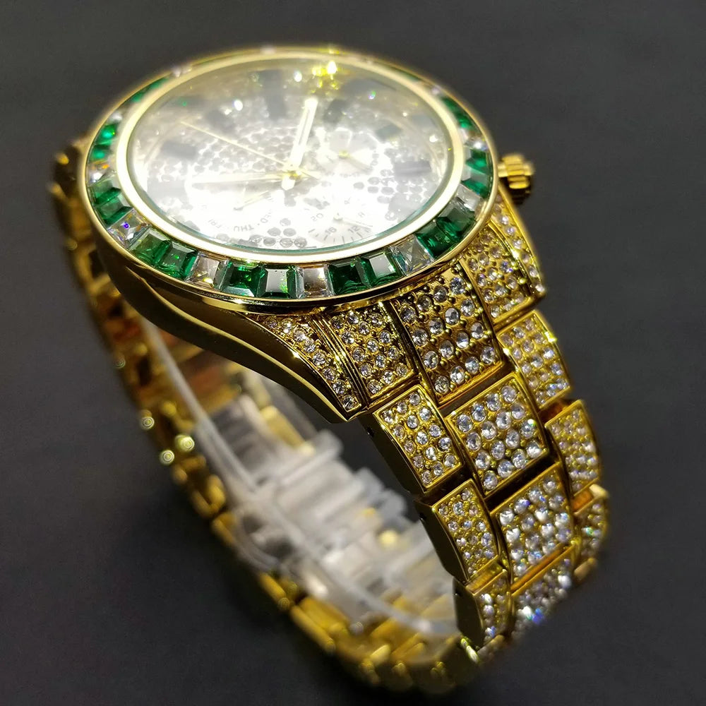 Luxus Designer Iced Out "Sollini V2" Uhr + Box + Armbandkürzer