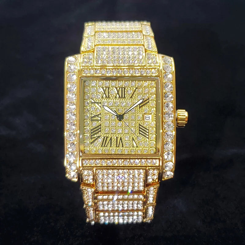 Luxus Designer Iced Out "Squadromer" Uhr + Box +. Armbandkürzer - ICERAIN JEWELRY