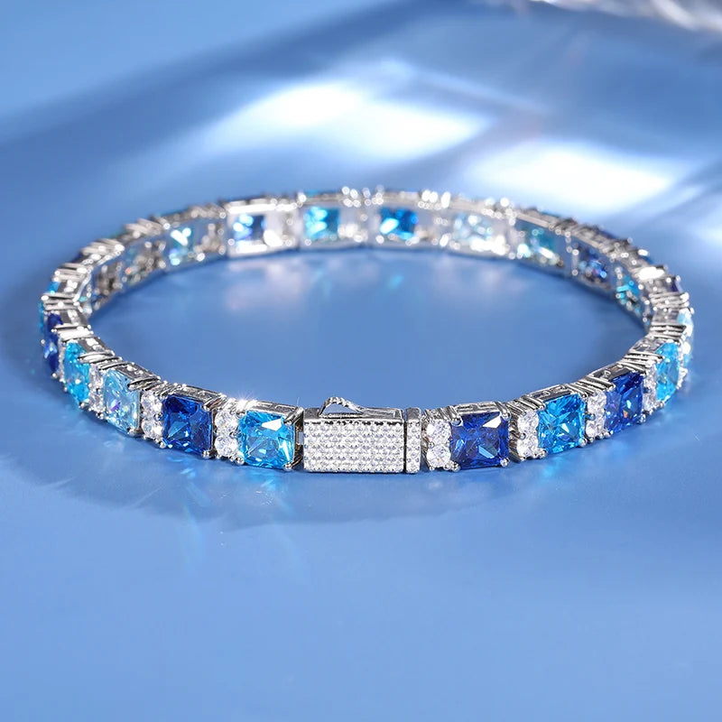 Luxus Iced Out 7,5mm Moissanite "Ocean" Whitegold 925S Silver Armbänder