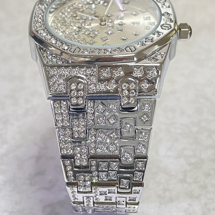 Luxus Designer Iced Out "Spliterio" Uhr + Box + Armbandkürzer