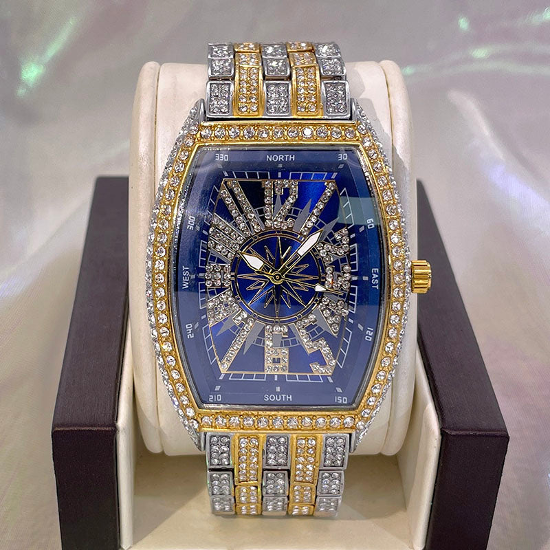 Luxus Designer Iced Out "Gamba" Uhr + Box + Armbandkürzer