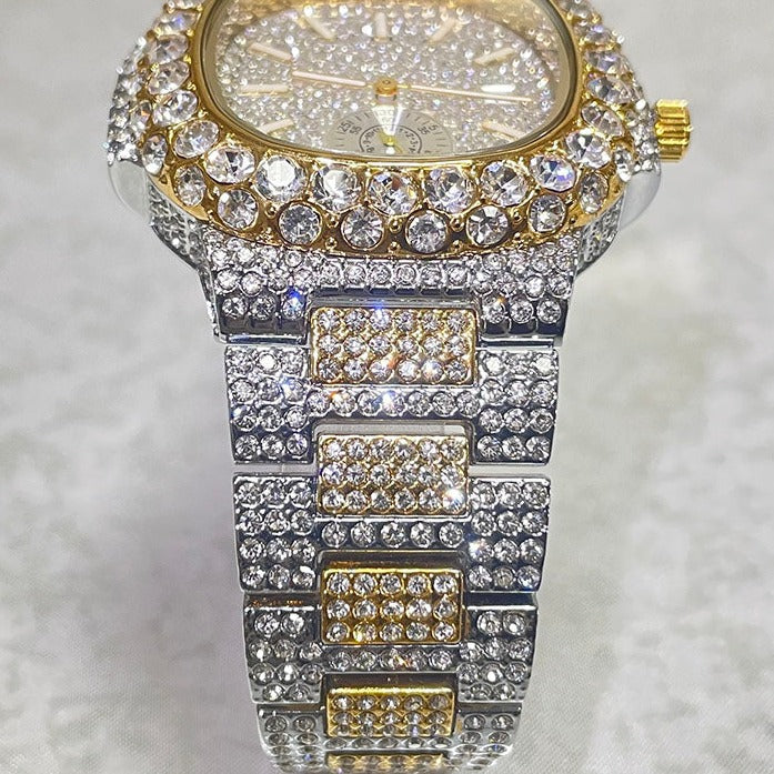 Luxus Designer Iced Out "Scintillare" Uhr + Box + Armbandkürzer