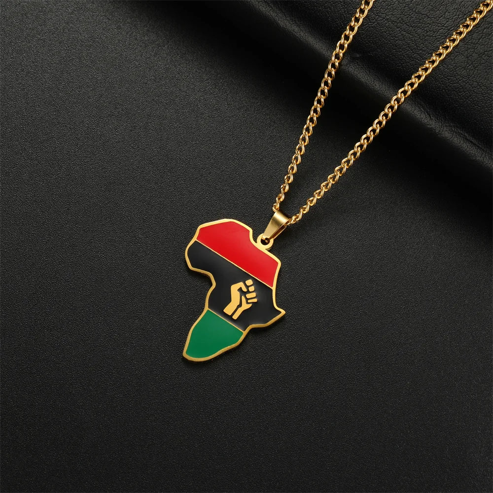 Luxus Edelstahl "Africa V4 Black Lives Matter" Länderkette - ICERAIN JEWELRY