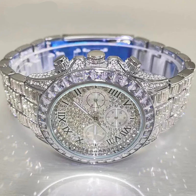 Luxus Designer Iced Out "Roma" Uhr + Box + Armbandkürzer