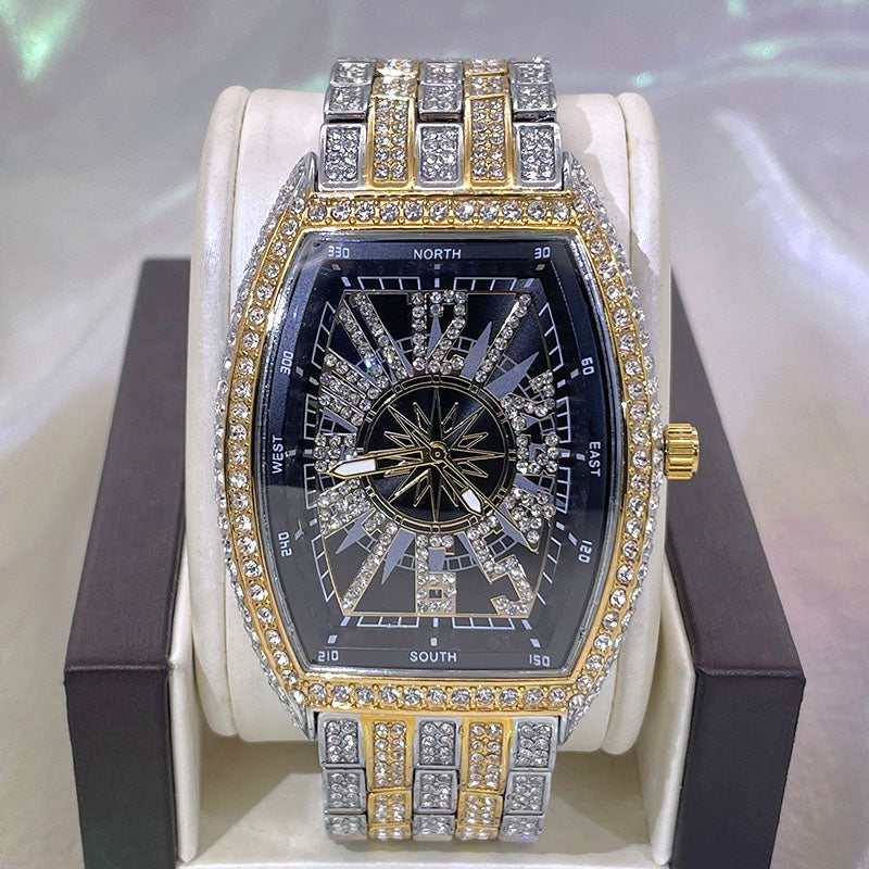 Luxus Designer Iced Out "Gamba" Uhr + Box + Armbandkürzer