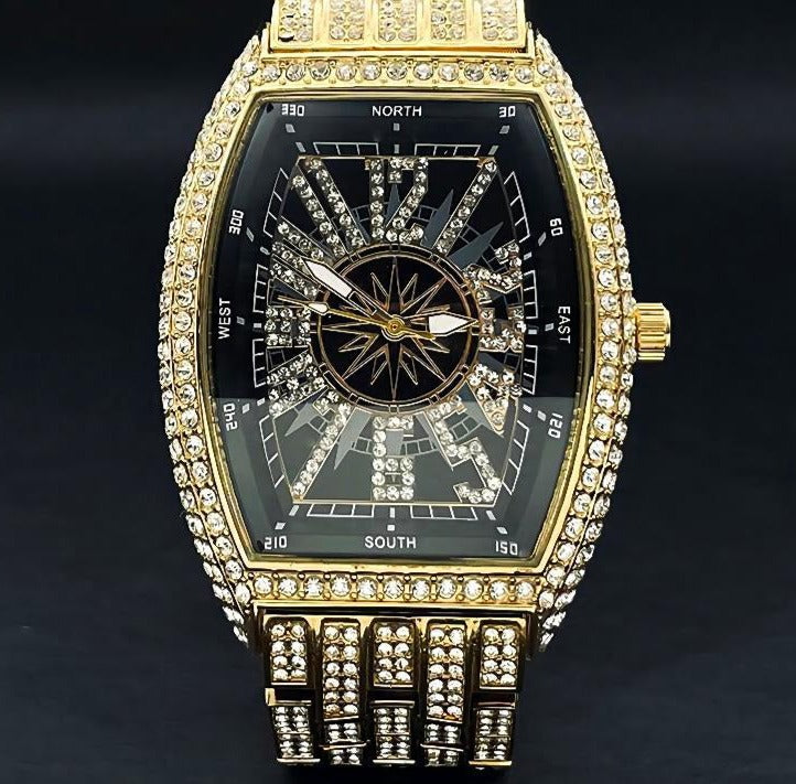 Luxus Designer Iced Out "Gamba" Uhr + Box + Armbandkürzer