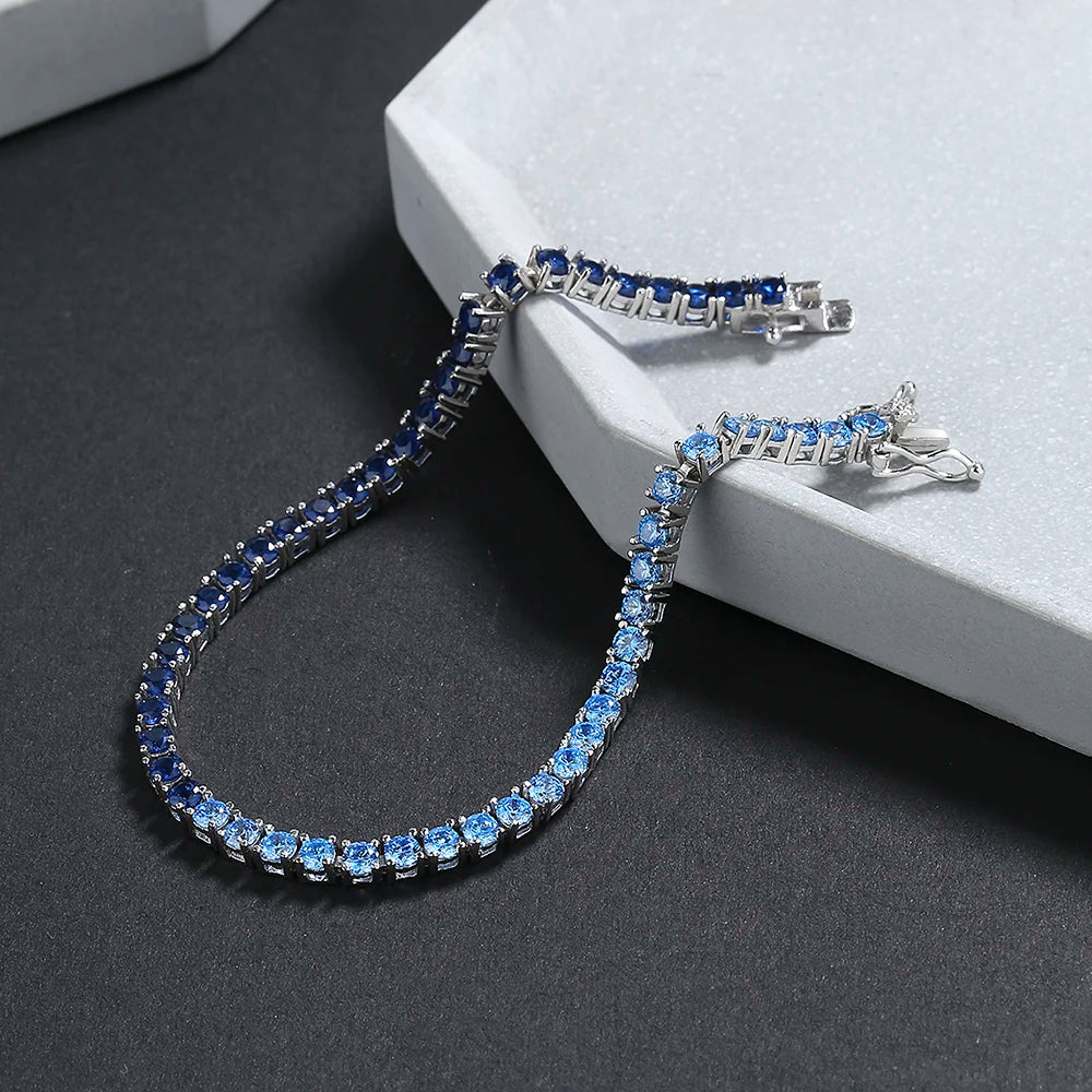 ICED OUT 3MM "BLUE NEPTUN TENNIS" ARMBAND - ICERAIN JEWELRY