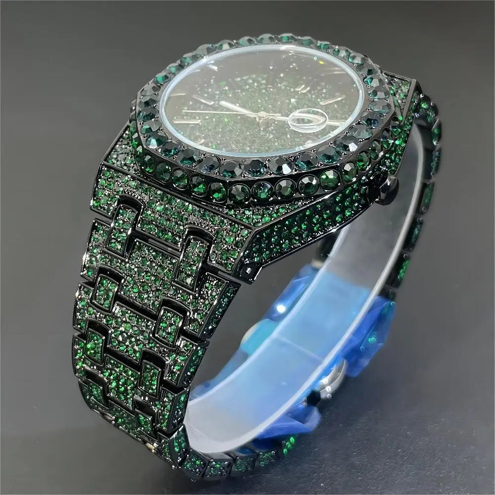 Luxus Designer Iced Out "Apostel V3" Uhr + Box + Armbandkürzer