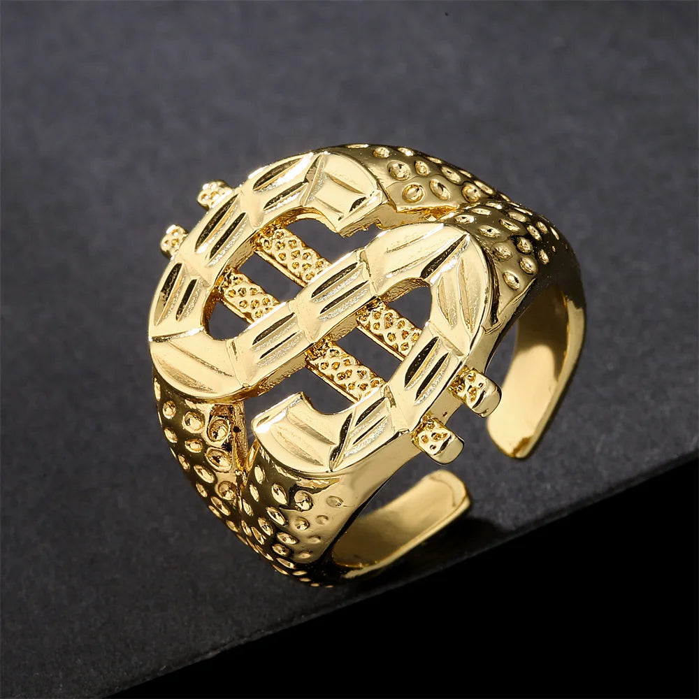 Luxus Edelstahl "Gold Dollar" Ringe