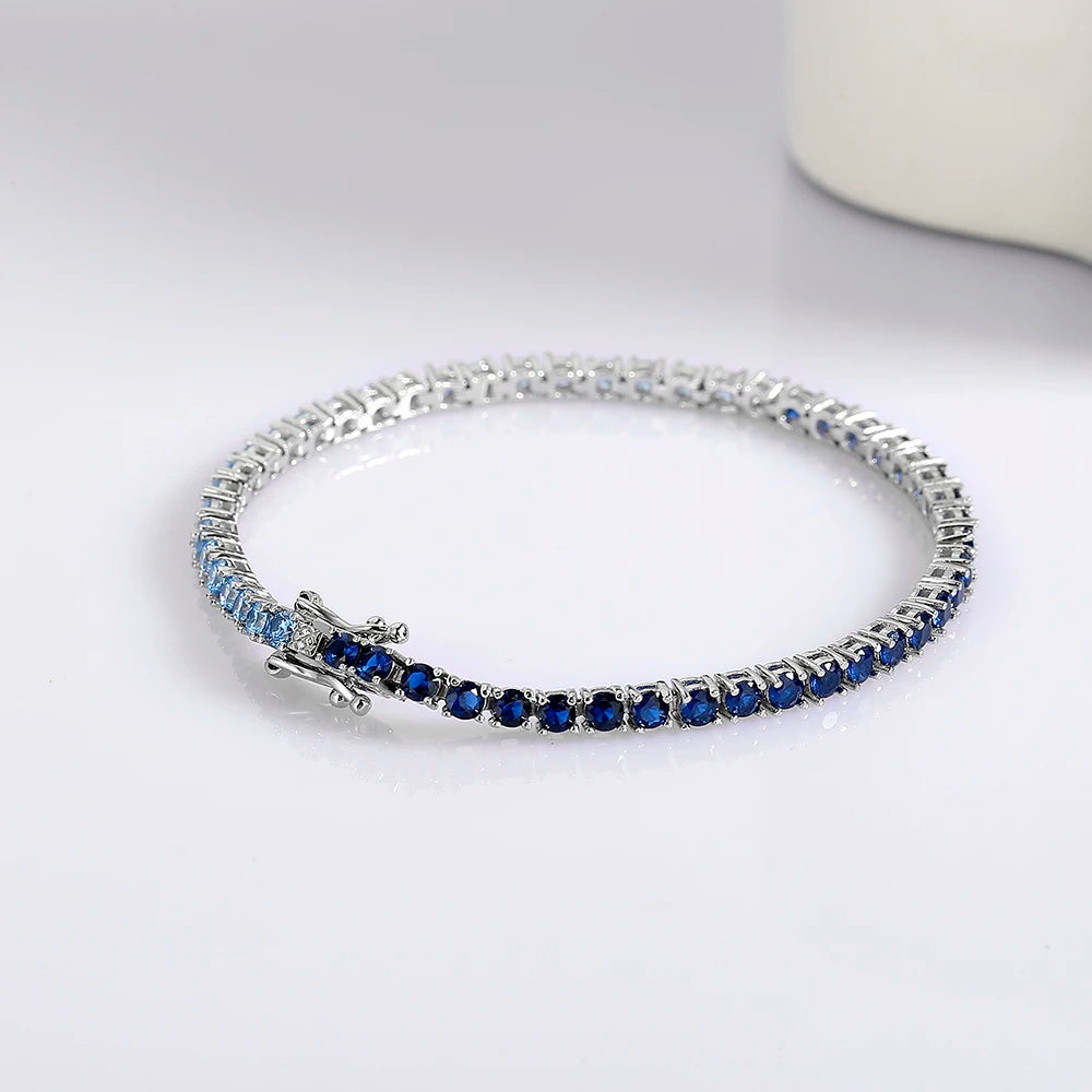 ICED OUT 3MM "BLUE NEPTUN TENNIS" ARMBAND - ICERAIN JEWELRY