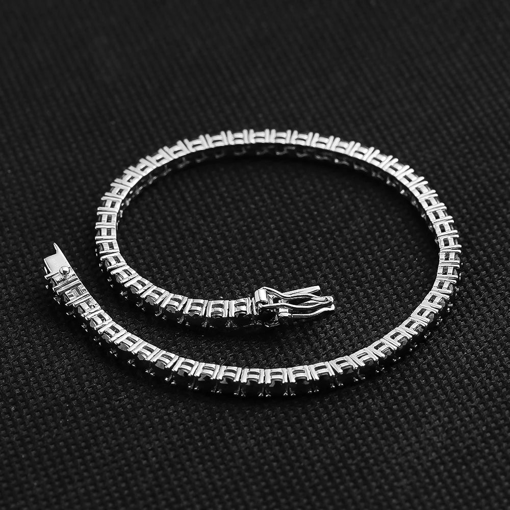 Luxus Iced Out Moissanite "Black Tennis" Whitegold 925S Silver Armbänder