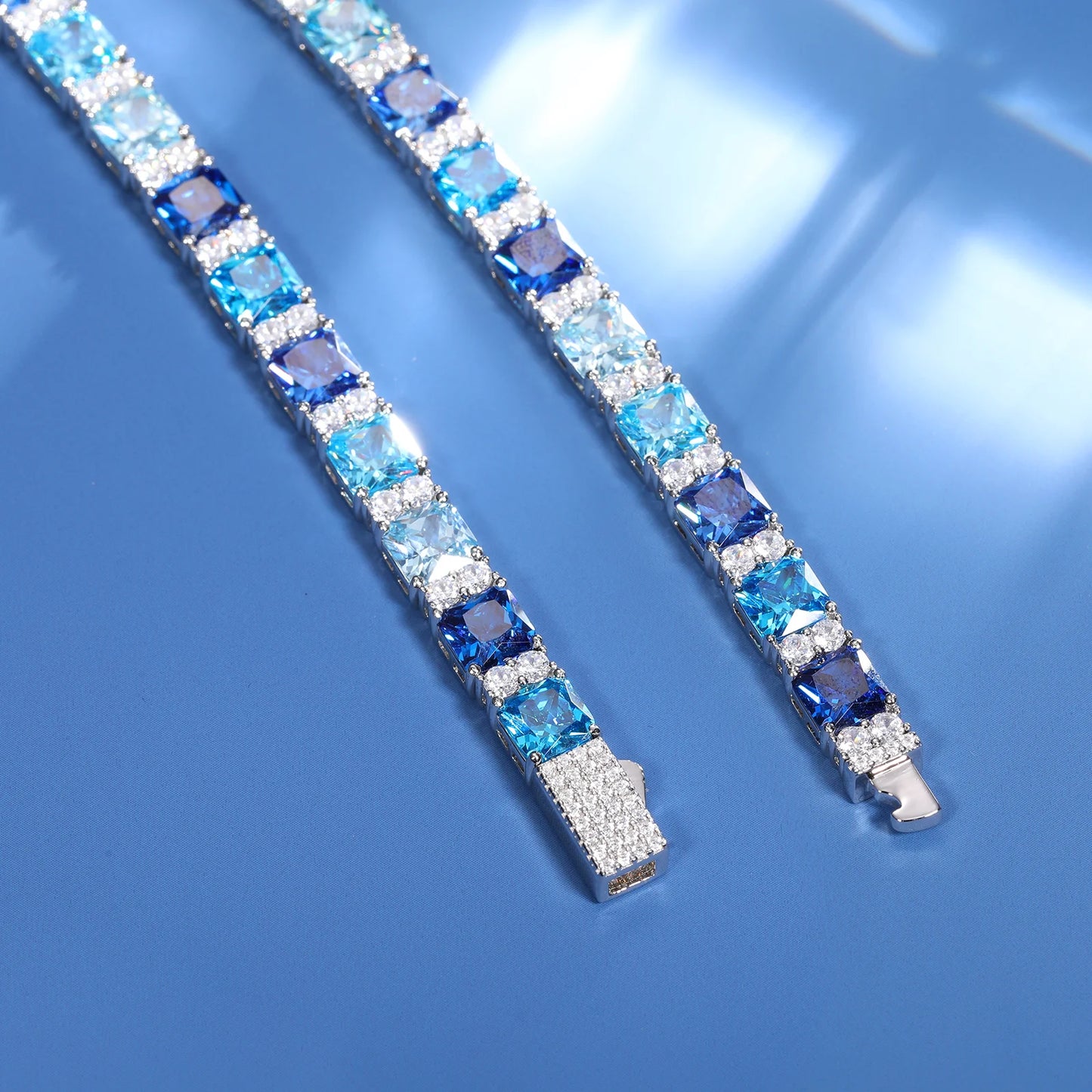 Luxus Iced Out 7,5mm Moissanite "Ocean" Whitegold 925S Silver Armbänder