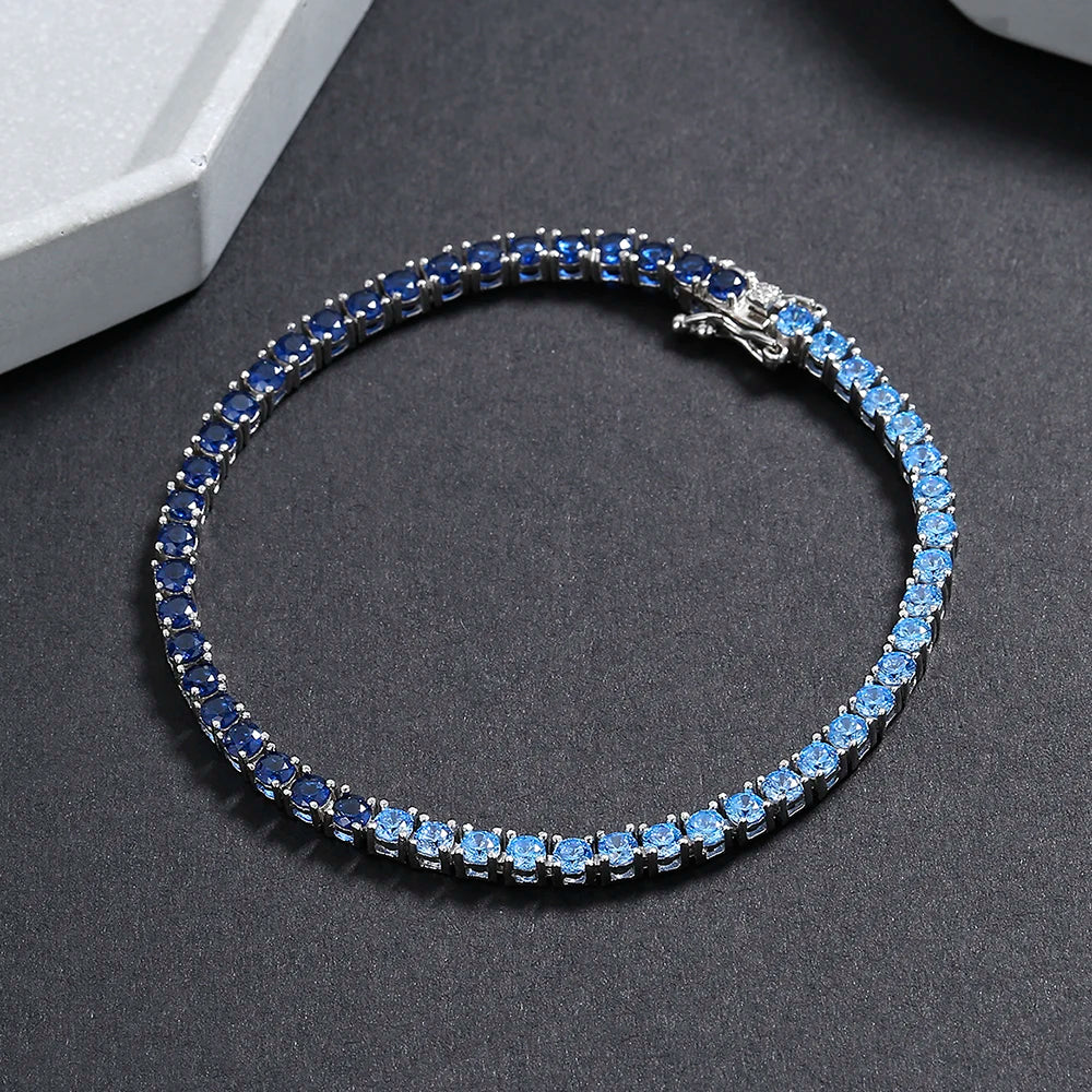 ICED OUT 3MM "BLUE NEPTUN TENNIS" ARMBAND - ICERAIN JEWELRY