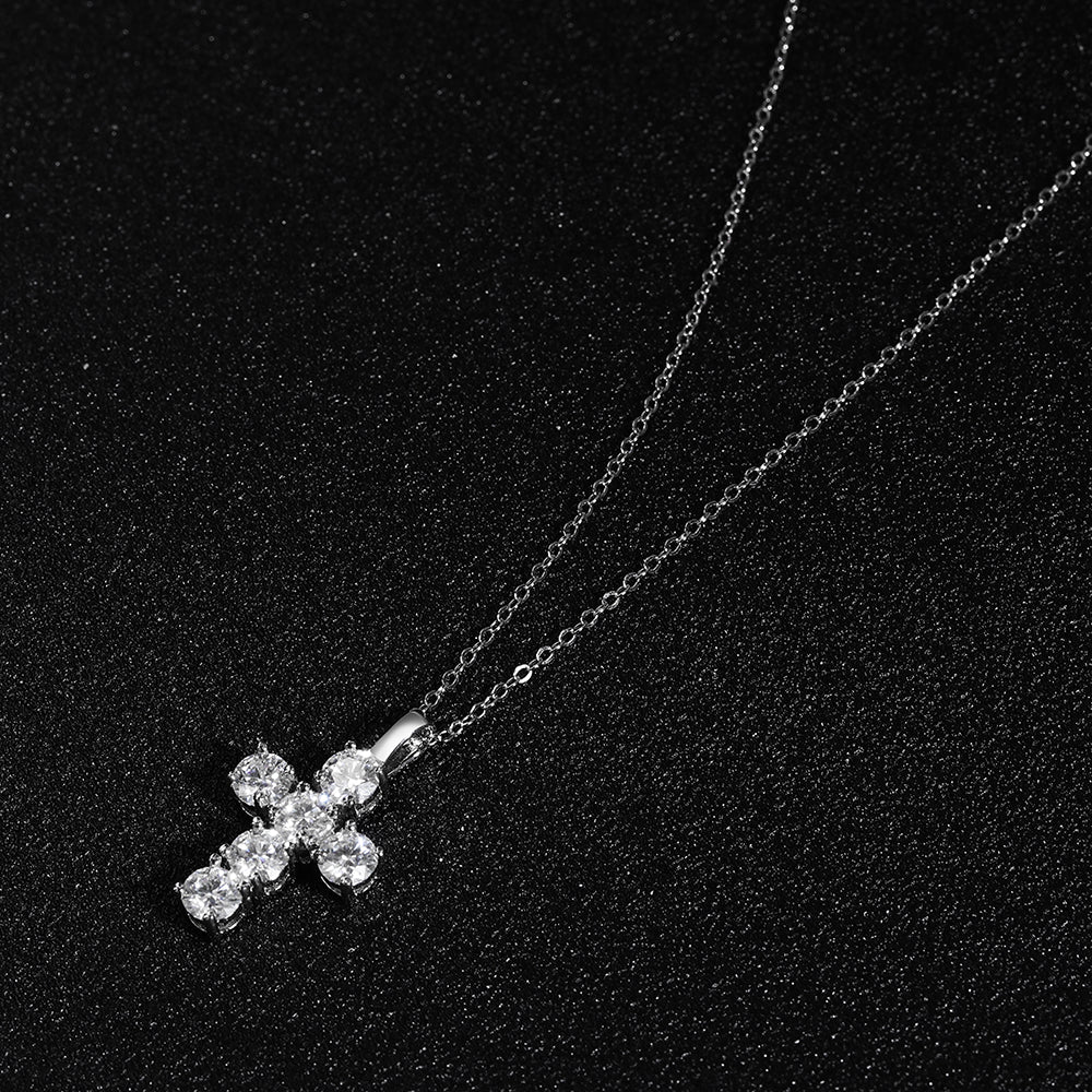 Luxus Iced Out Moissanite "Cross" Whitegold 925S Silver Kette