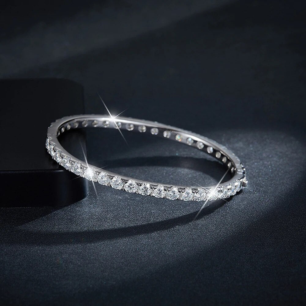 Luxus Iced Out Moissanite "Round Tennis" Whitegold 925S Silver Armbänder