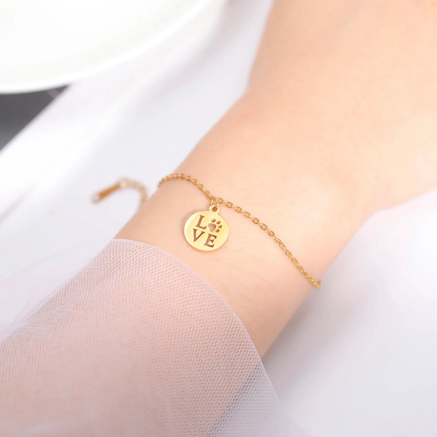 Luxus Edelstahl "Gold Love Dog" Armbänder