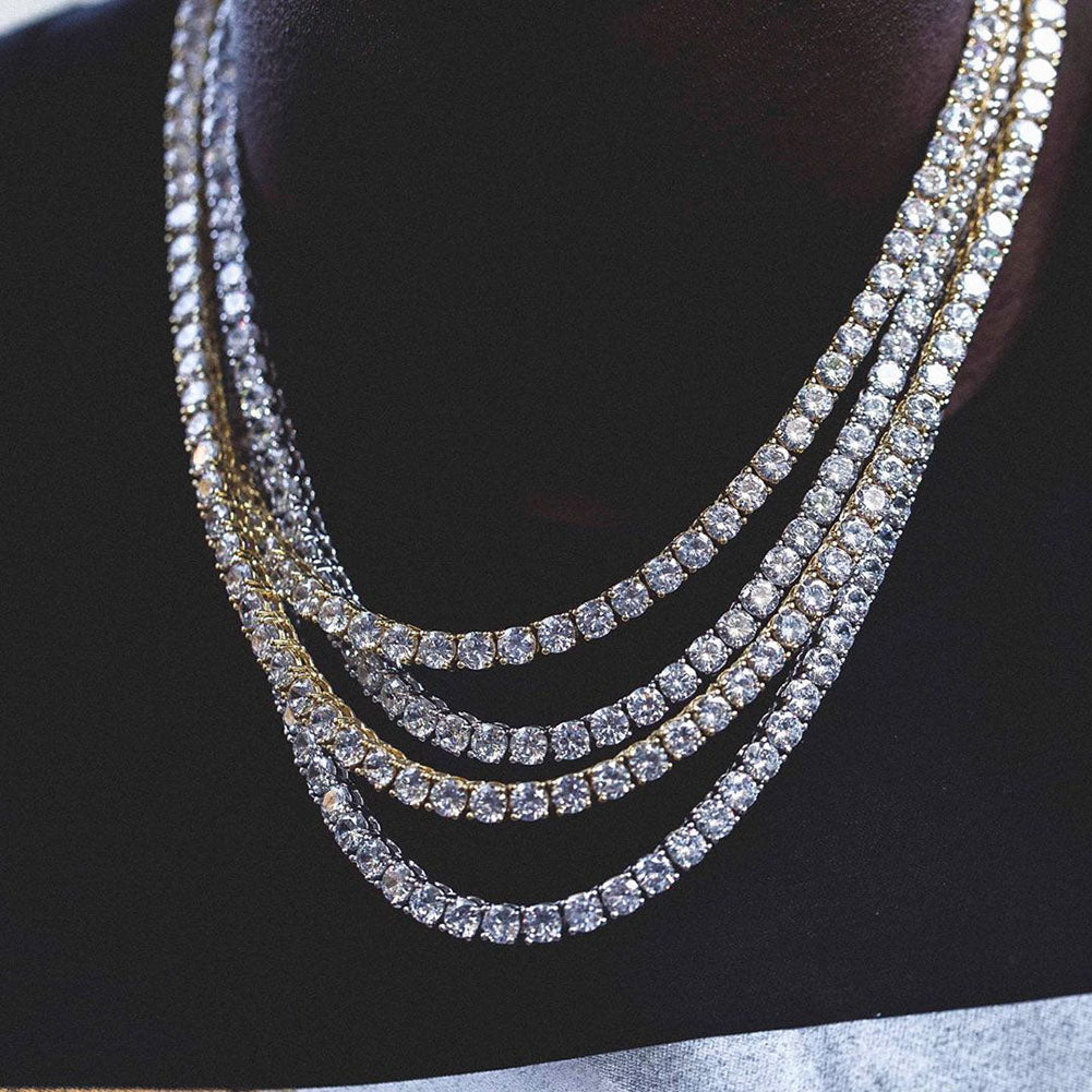 Luxus Iced Out "Silver Tennis" Kette