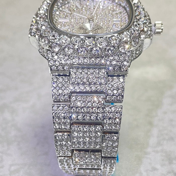 Luxus Designer Iced Out "Scintillare" Uhr + Box + Armbandkürzer